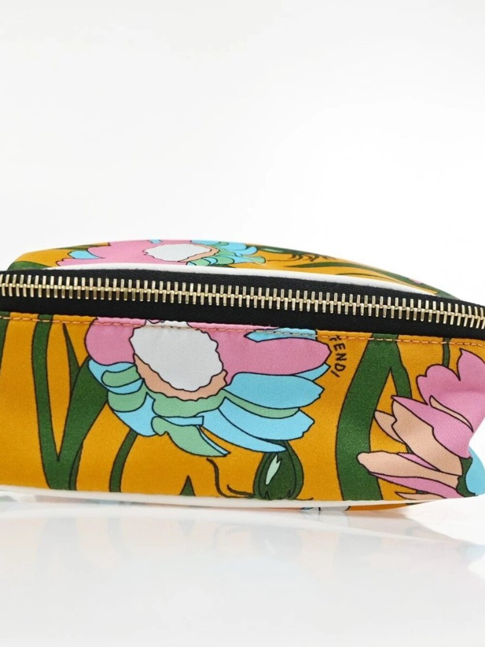 FENDI Square Clutch Pouch Bag Nylon Leather Multicolor Orange GHW Italy 36KD680 - Picture 4 of 14